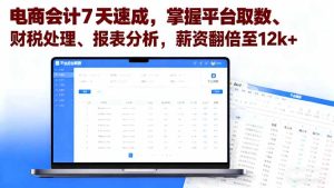 电商会计7天速成，掌握平台取数、财税处理、报表分析，薪资翻倍至12k+-KJ分享