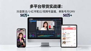 多平台带货实战课18.0：抖音算法/小红书笔记/视频号直播，单账号月GMV50w+-KJ分享