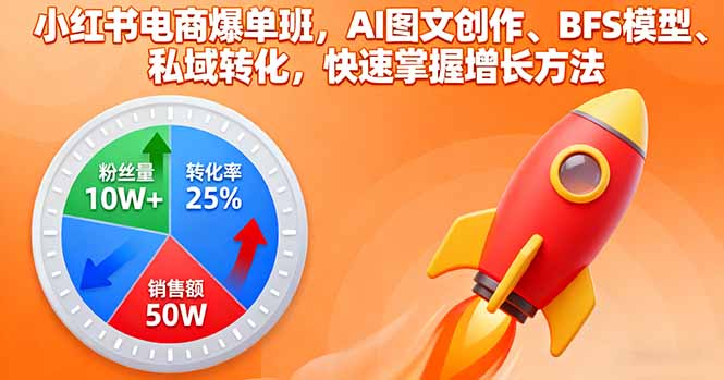 小红书电商爆单班，AI图文创作、BFS模型、私域转化，快速掌握增长方法-KJ分享