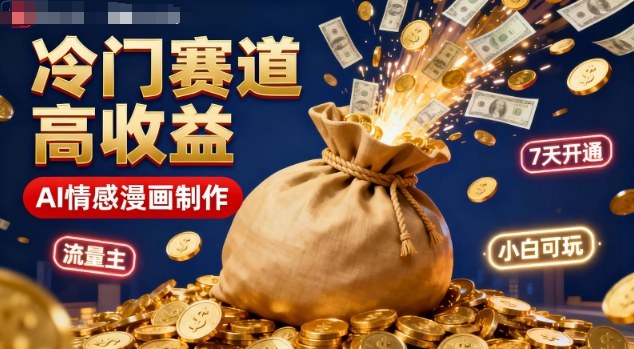 公众号冷门赛道，用AI做情感漫画，7天开通流量主，操作简单，小白可玩-KJ分享