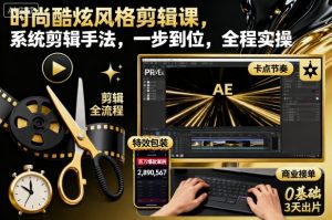 时尚酷炫风格剪辑课，系统剪辑手法，一步到位，全程实操-KJ分享