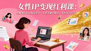 女性IP变现红利课：从赛道分析到商业闭环，手把手教IP孵化，年利润100万-KJ分享