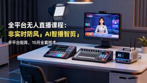 全平台无人直播课程：非实时防风＋AI智播智剪＋多平台矩阵，10月全套技术-KJ分享