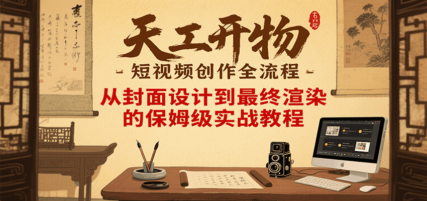天工开物短视频创作全流程，从封面设计到最终渲染的保姆级实战教程-KJ分享