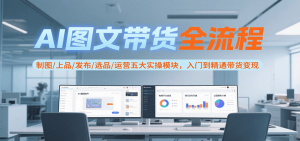 AI图文带货全流程，制图/上品/发布/选品/运营五大实操模块，入门到精通带货变现-KJ分享