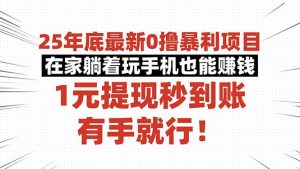 25年底最新0撸暴利项目，在家躺着玩手机也能赚钱，1元提现秒到账，有手…-KJ分享
