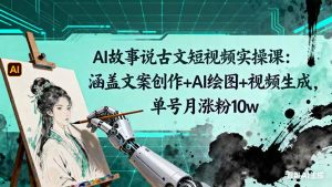 AI故事说古文短视频实操课：涵盖文案创作+AI绘图+视频生成，单号月涨粉10w-KJ分享