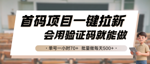 首码项目一键拉新，会用验证码就能做 单号一小时70+，批量做每天500+-KJ分享
