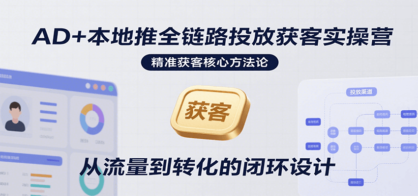 AD+本地推全链路投放获客实操营，快速掌握精准获客技巧，当天投放当天转化高效营销-KJ分享