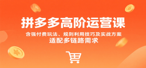 拼多多高阶运营课，含强付费玩法、规则利用技巧及实战方案，适配多链路需求-KJ分享