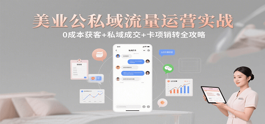 美业公私域流量运营实战：0成本获客+私域成交+卡项销转全攻略-KJ分享