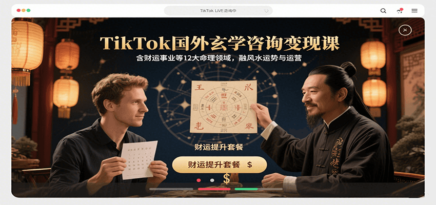 TikTok国外玄学咨询变现课，含财运事业等12大命理领域，融风水运势与运营-KJ分享