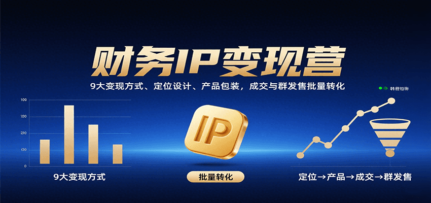 财务IP变现营：9大变现方式、定位设计、产品包装，成交与群发售批量转化-KJ分享