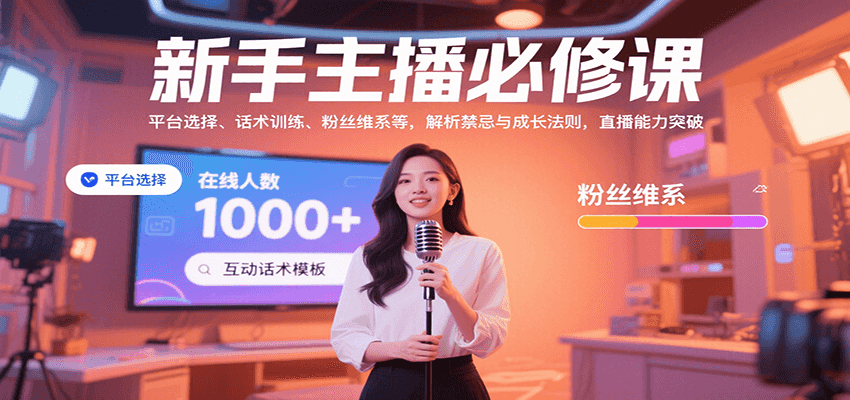 新手主播必修课：平台选择、话术训练、粉丝维系等，解析禁忌与成长法则，突破直播能力-KJ分享