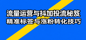 流量运营与抖加投流秘笈,含算法解析、爆款打造、精准标签与涨粉转化技巧-KJ分享