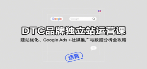 DTC品牌独立站运营课：建站优化、Google Ads + 社媒推广与数据分析全攻略-KJ分享