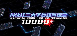 抖快红三大平台矩阵运营，12小时SOP实战+流量获取-风控-扩量，月引10000+线索-KJ分享