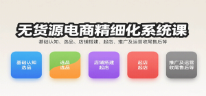 无货源电商精细化系统课：基础认知、选品、店铺搭建、起店、推广及运营收尾售后等-KJ分享