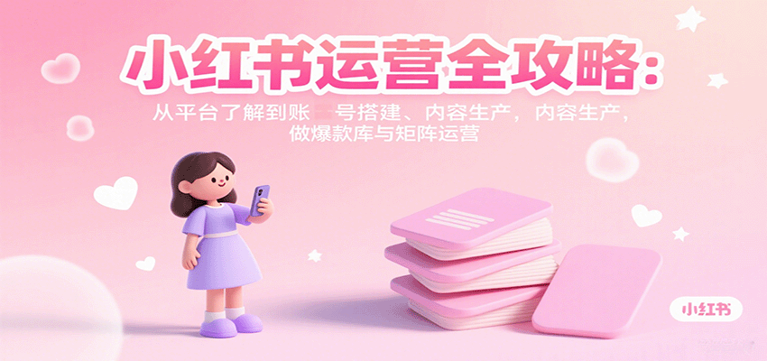 小红书运营全攻略：从平台了解到账号搭建、内容生产，做爆款库与矩阵运营-KJ分享