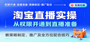 淘宝直播实操,从权限开通到直播准备,教策略制定、推广及全方位配合技巧-KJ分享
