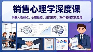销售心理学深度课，讲解人性弱点、心理操控、成交技巧，36个密码实战应用-KJ分享