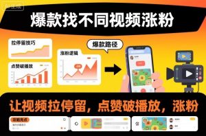 爆款找不同视频涨粉，让视频拉停留，实现点赞，破播放，涨粉-KJ分享