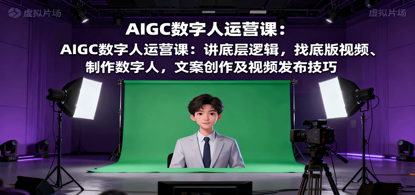 AIGC数字人运营课：讲底层逻辑，找底版视频、制作数字人，文案创作及视频发布技巧-KJ分享