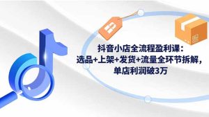 抖音小店全流程盈利课：选品+上架+发货+流量全环节拆解，单店利润破3万-KJ分享
