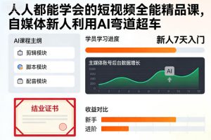 人人都能学会的短视频全能精品课，自媒体新人利用AI弯道超车-KJ分享