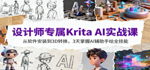 设计师专属Krita AI实战课：从软件安装到3D转换，3天掌握AI辅助手绘全技能-KJ分享