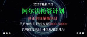 阿尔法托管计划 单账号月入3000-5000，长期稳定项目，新手小白轻松上手-KJ分享