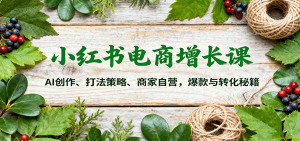 小红书电商增长课：AI创作、打法策略、商家自营，爆款与转化秘籍-KJ分享