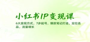 小红书IP变现课：6大变现方式，7步起号，爆款笔记打造，定位选品，流量增长-KJ分享