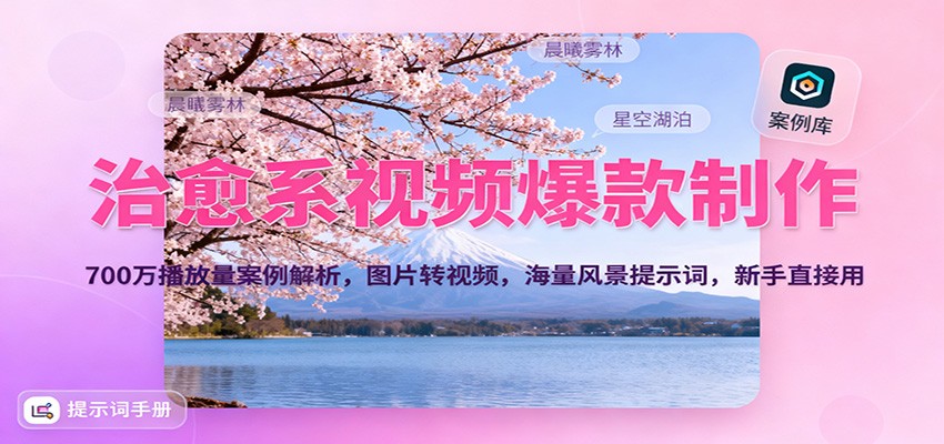 治愈系视频爆款制作，700万播放量案例解析，图片转视频，海量风景提示词，新手直接用-KJ分享