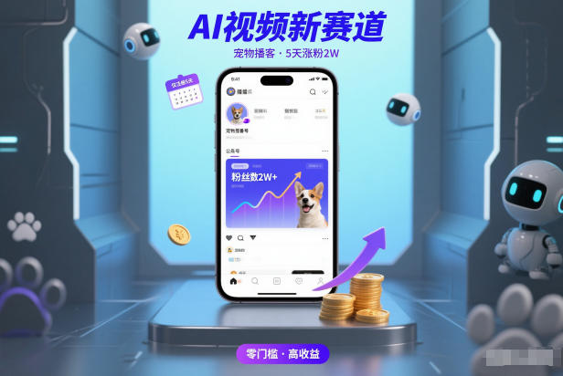 AI视频新赛道，宠物播客仅注册5天涨粉2W，收益非常可观-KJ分享