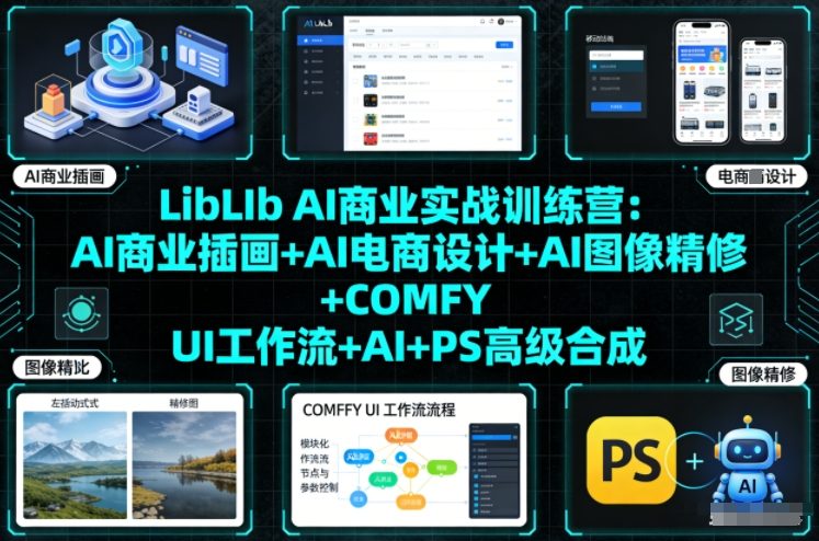 LibLIb AI商业实战训练营：AI商业插画+AI电商设计+AI图像精修+COMFY UI工作流+AI+PS高级合成-KJ分享
