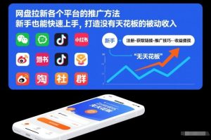 网盘拉新各个平台的推广方法,新手也能快速上手,打造没有天花板的被动收入-KJ分享