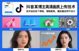 抖音某博主视频高清画质上传技术，技术适合各个领域，清晰度高，播放量自然不会少-KJ分享