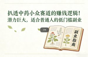 扒透中药小众赛道的賺米逻辑，潜力巨大，适合普通人的低门槛副业-KJ分享