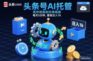 头条号AI托管，我存视频到你草稿箱，每天5分钟，最高日入1k-KJ分享