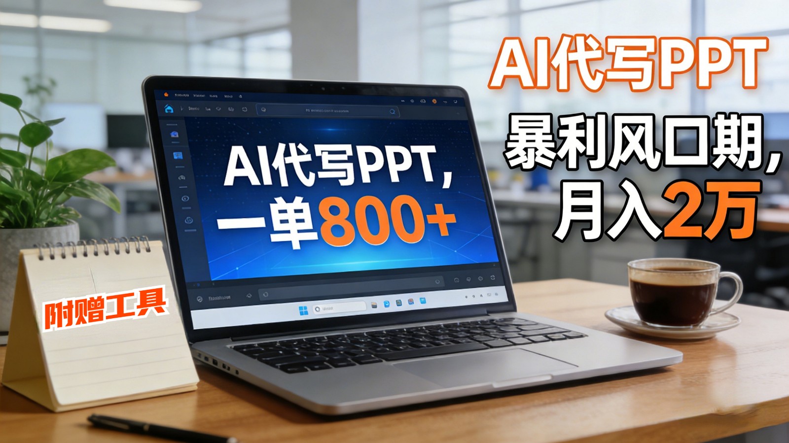 AI 代写做 PPT！一单狂赚 800+，风口期月入 2 万（工具 + 提示词直接送）-KJ分享