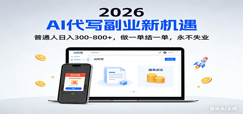 2026 副业首选！AI 代写日入 300-800，普通人0门槛，做一单结一单！-KJ分享