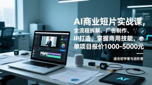 AI商业短片实战课，全流程拆解、广告制作、IP打造，掌握商用技能，单项目报价1000-5000元-KJ分享