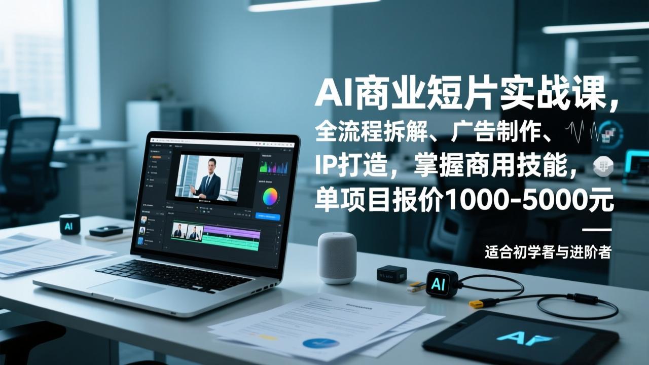 AI商业短片实战课，全流程拆解、广告制作、IP打造，掌握商用技能，单项目报价1000-5000元-KJ分享