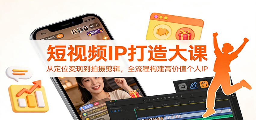 短视频IP打造大课：从定位变现到拍摄剪辑，全流程构建高价值个人IP-KJ分享