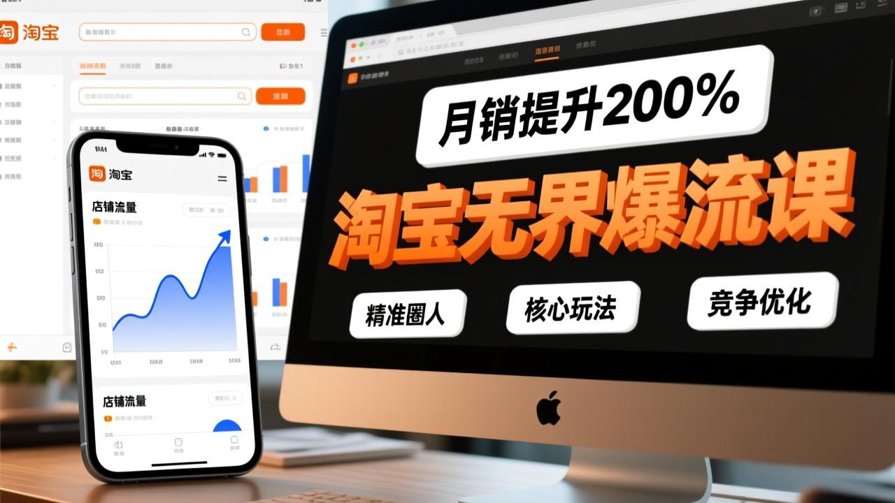 淘宝无界爆流课，精准圈人、核心玩法、竞争优化，快速引爆店铺流量，月销提升200%-KJ分享
