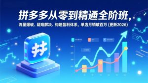 拼多多从零到精通全阶班，流量爆破、疑难解决，构建盈利体系，单店月销破百万(更新2026)-KJ分享