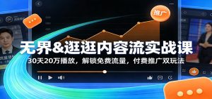 无界&逛逛内容流实战课:30天20万播放,解锁免费流量,付费推广双玩法-KJ分享