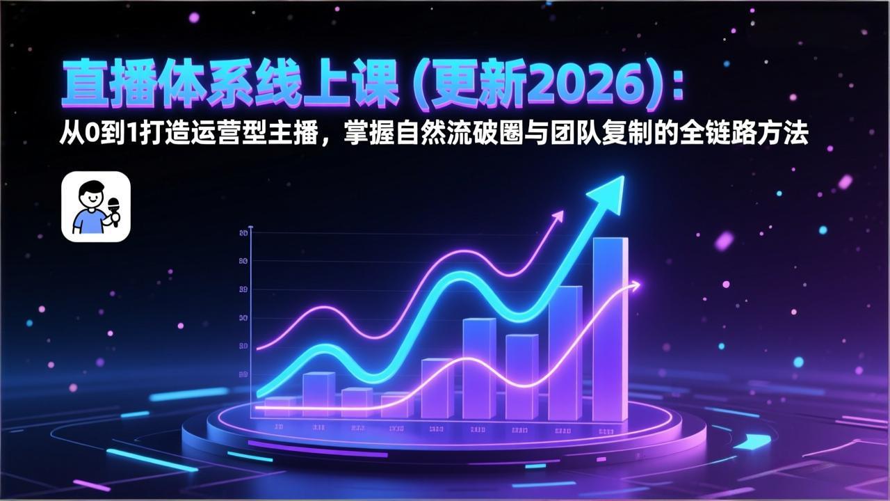 直播体系线上课(更新2026)：从0到1打造运营型主播，掌握自然流破圈与团队复制的全链路方法-KJ分享