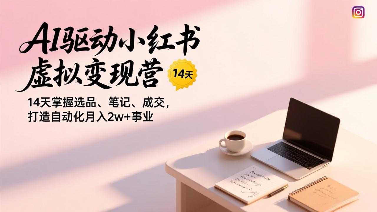 AI驱动小红书虚拟变现营，14天掌握选品、笔记、成交，打造自动化月入2w+事业-KJ分享